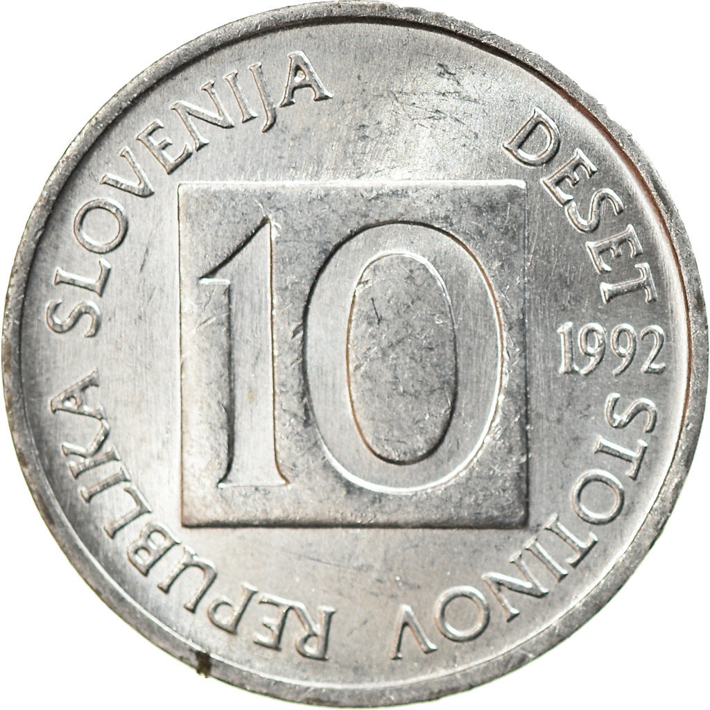 Coin, Slovenia, 10 Stotinov, 1992, EF(40-45), Aluminum, KM:7