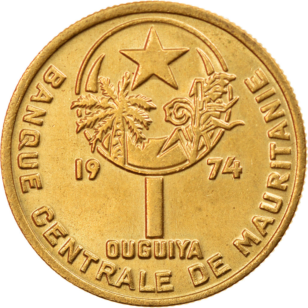 Munten, Mauritanië, Ouguiya, 1974, PR, Aluminum-Bronze, KM:6
