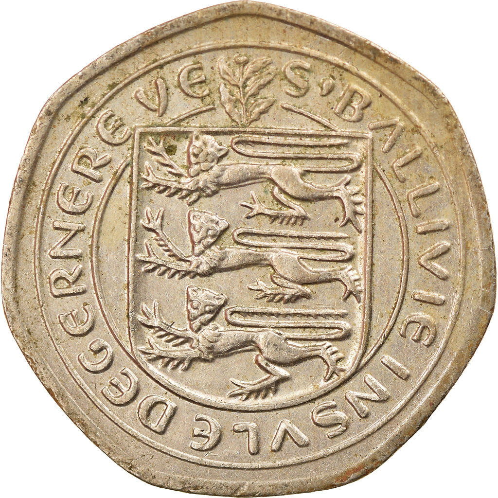 Moneta, Guernsey, Elizabeth II, 20 Pence, 1982, BB, Rame-nichel, KM:38
