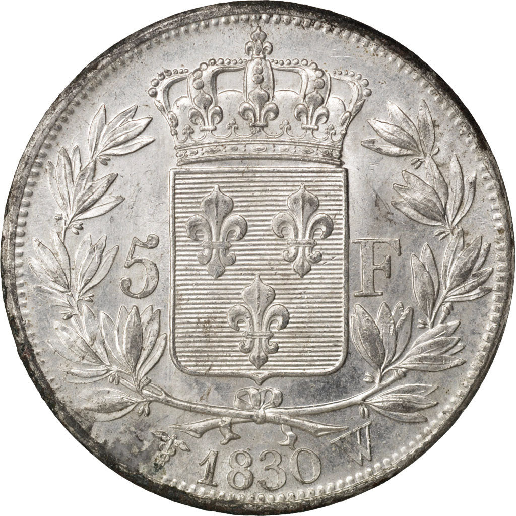 Coin, France, Charles X, 5 Francs, 1830, Lille, MS(60-62), Silver, KM:728.13