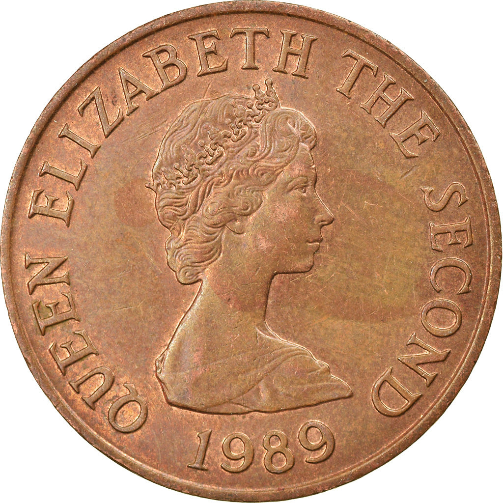 Coin, Jersey, Elizabeth II, 2 Pence, 1989, EF(40-45), Bronze, KM:55