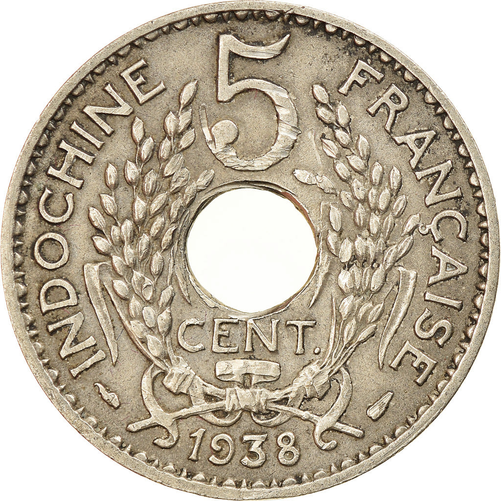 Monnaie, FRENCH INDO-CHINA, 5 Cents, 1938, Paris, TTB, Nickel-brass, KM:18.1a