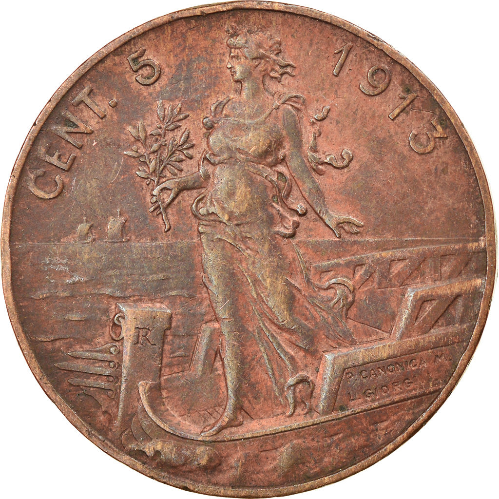 Monnaie, Italie, Vittorio Emanuele III, 5 Centesimi, 1913, Rome, TB+, Bronze