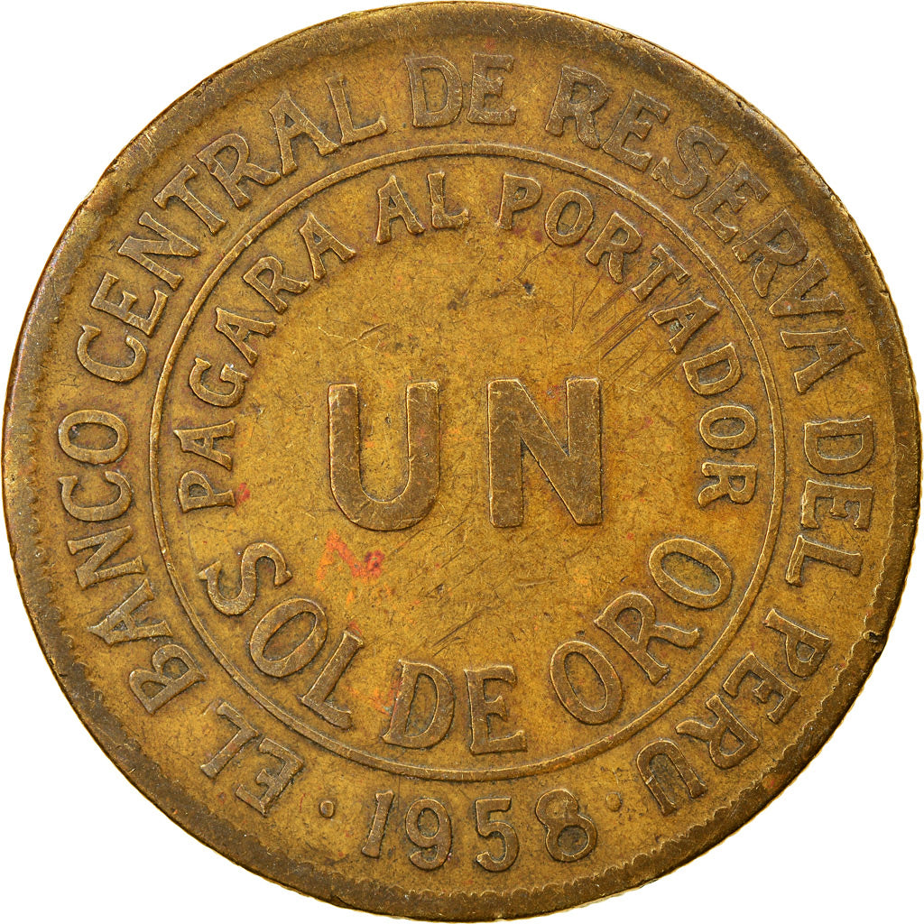 Moneda, Perú, Sol, 1958, MBC, Latón, KM:222