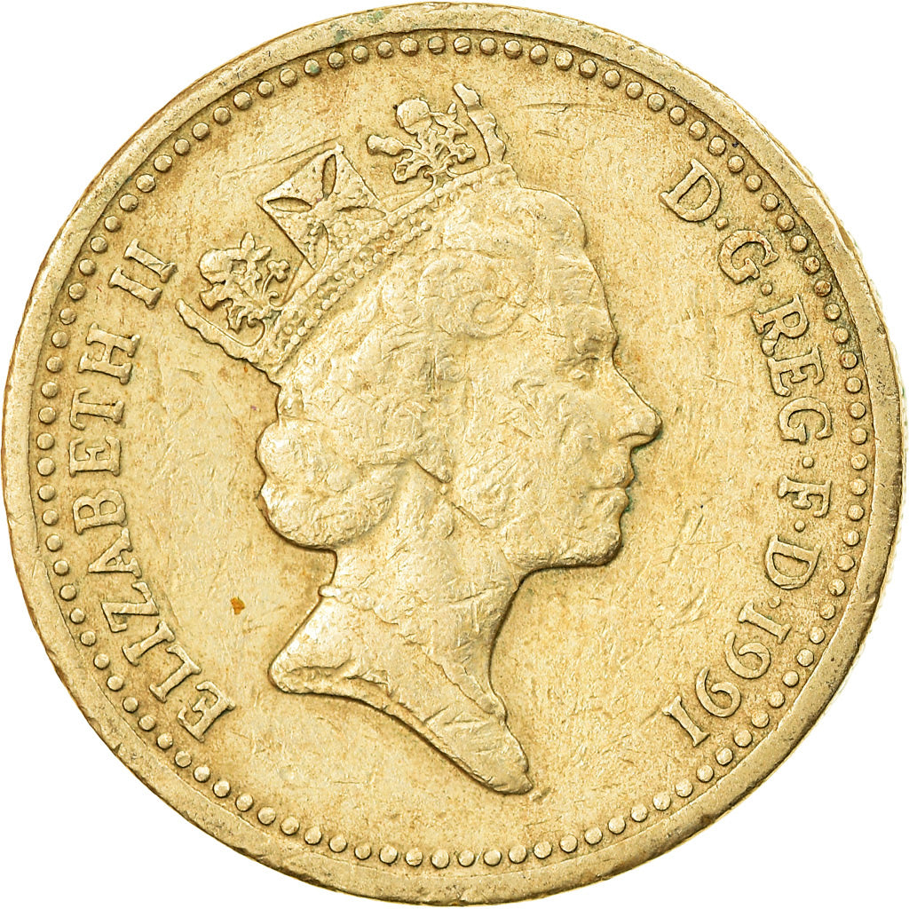 Monnaie, Grande-Bretagne, Elizabeth II, Pound, 1991, TTB, Nickel-brass, KM:946