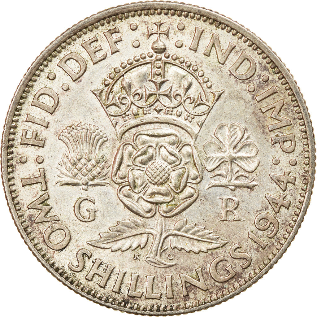 Moneta, Gran Bretagna, George VI, Florin, Two Shillings, 1944, BB, Argento