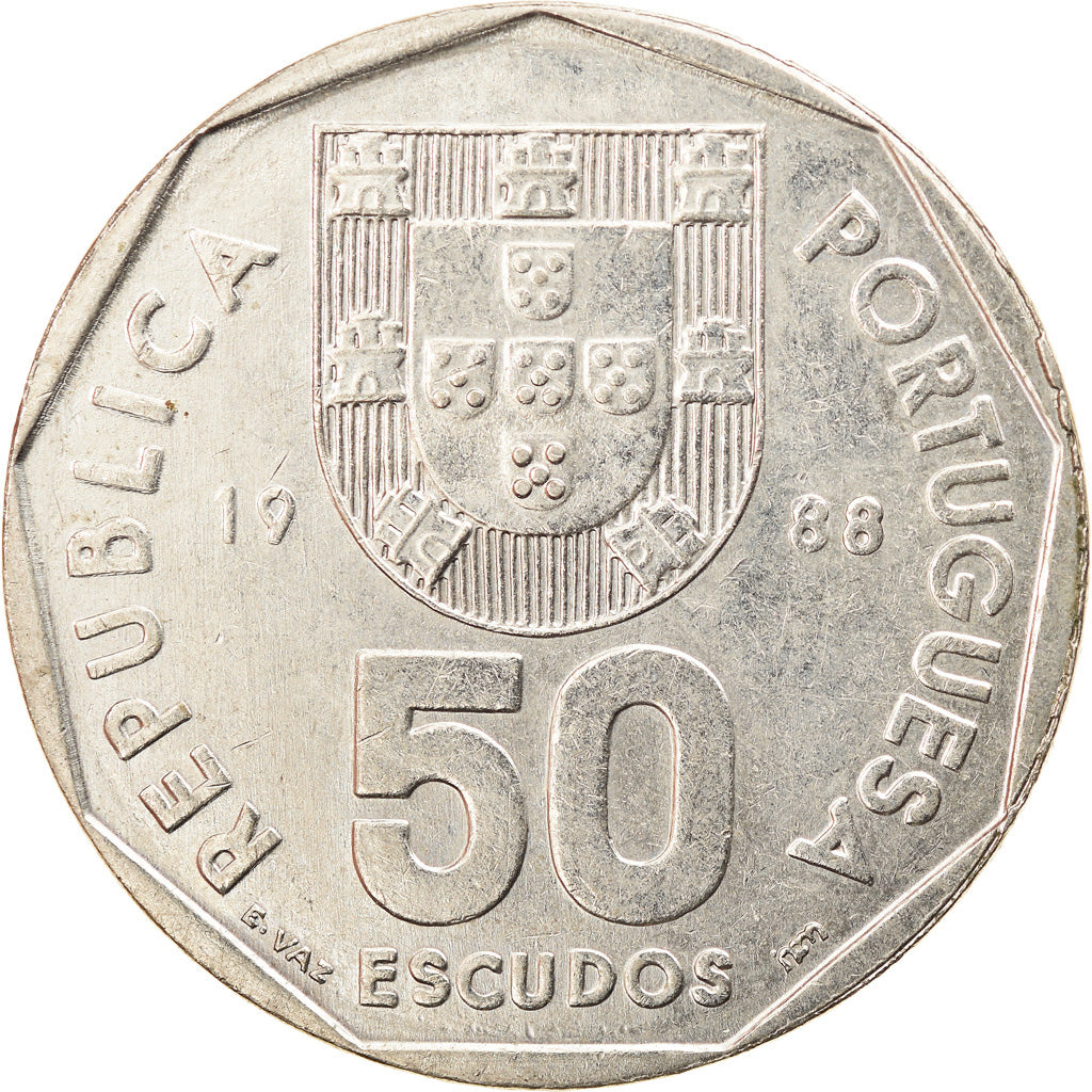 Moeda, Portugal, 50 Escudos, 1988, AU(55-58), Cobre-níquel, KM:636