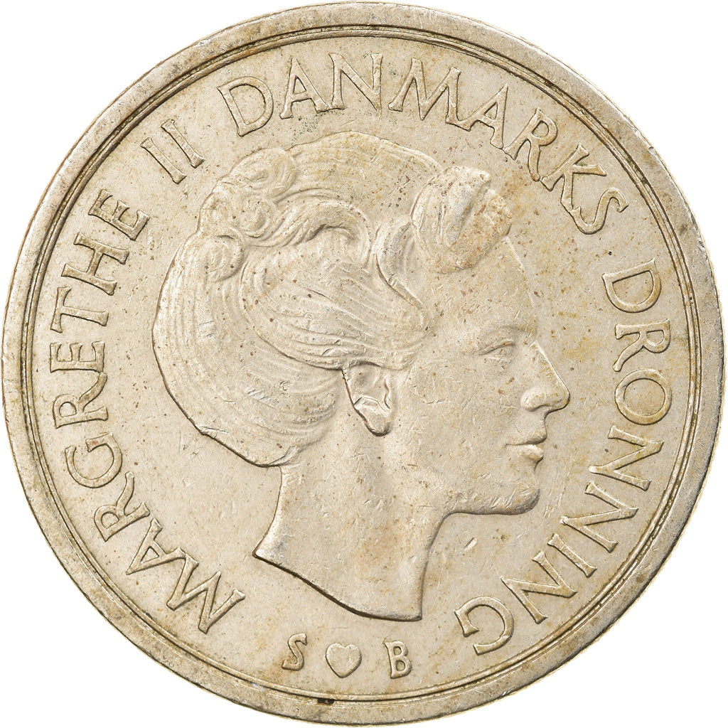 Moneda, Dinamarca, Margrethe II, 5 Kroner, 1973, Copenhagen, MBC, Cobre -