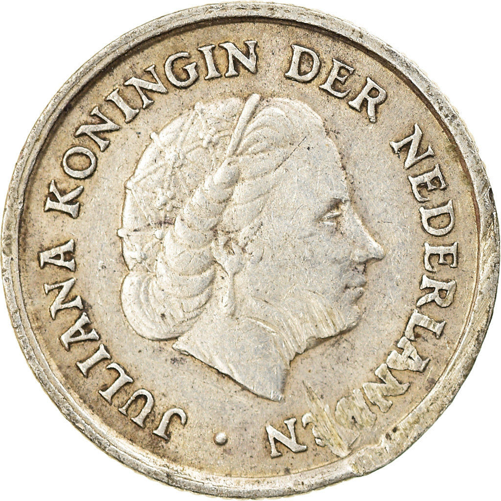Coin, Netherlands Antilles, Juliana, 1/10 Gulden, 1966, EF(40-45), Silver, KM:3