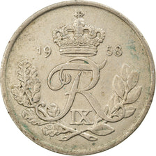 Coin, Denmark, Frederik IX, 25 Öre, 1958, Copenhagen, EF(40-45), Copper-nickel