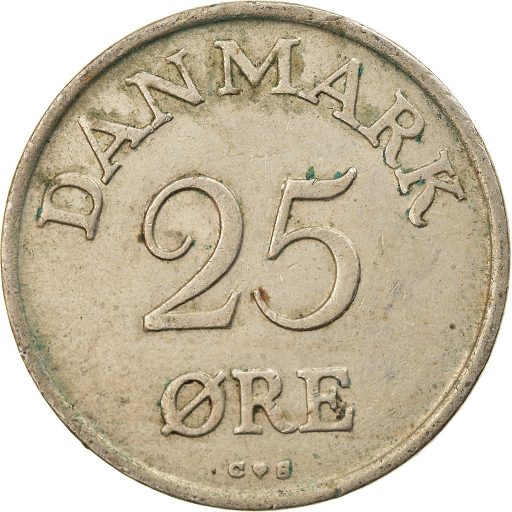 Coin, Denmark, Frederik IX, 25 Öre, 1958, Copenhagen, EF(40-45), Copper-nickel