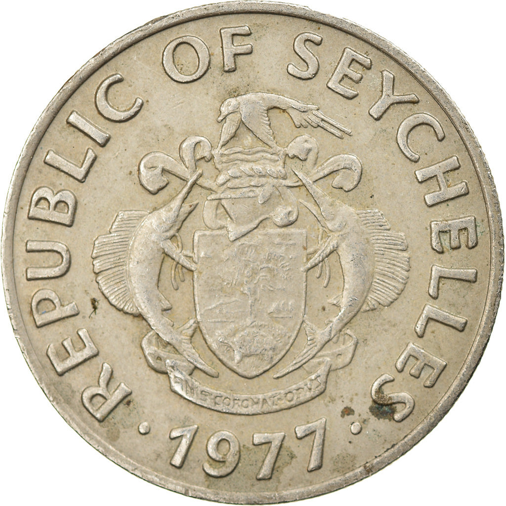 Coin, Seychelles, 50 Cents, 1977, British Royal Mint, EF(40-45), Copper-nickel
