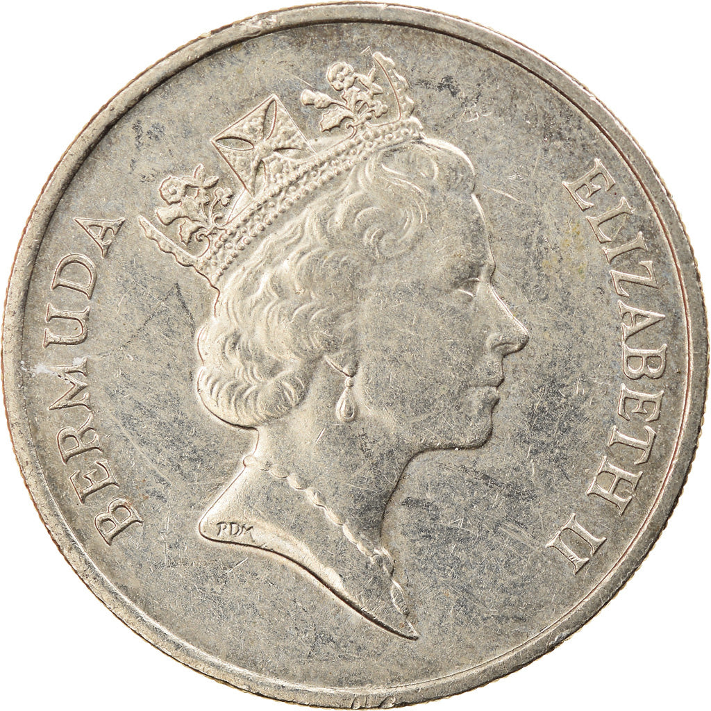 Moneta, Bermuda, Elizabeth II, 25 Cents, 1997, EF(40-45), Miedź-Nikiel, KM:47