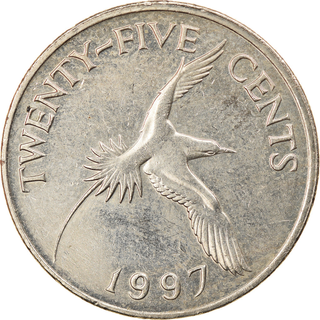 Moneta, Bermuda, Elizabeth II, 25 Cents, 1997, EF(40-45), Miedź-Nikiel, KM:47