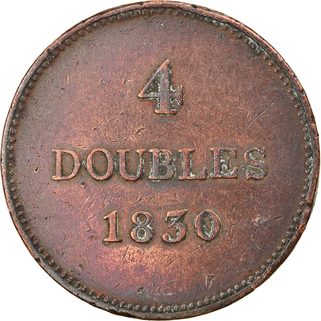 Münze, Guernsey, 4 Doubles, 1830, SS, Kupfer, KM:2