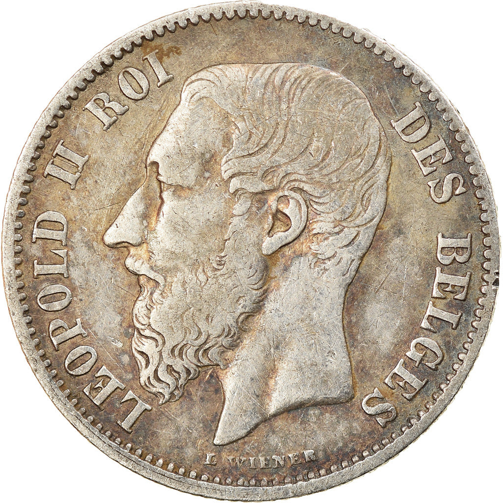 Coin, Belgium, Leopold II, 50 Centimes, 1866, VF(30-35), Silver, KM:26