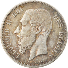 Coin, Belgium, Leopold II, 50 Centimes, 1866, VF(30-35), Silver, KM:26