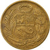 Moneda, Perú, Sol, 1959, MBC, Latón, KM:222
