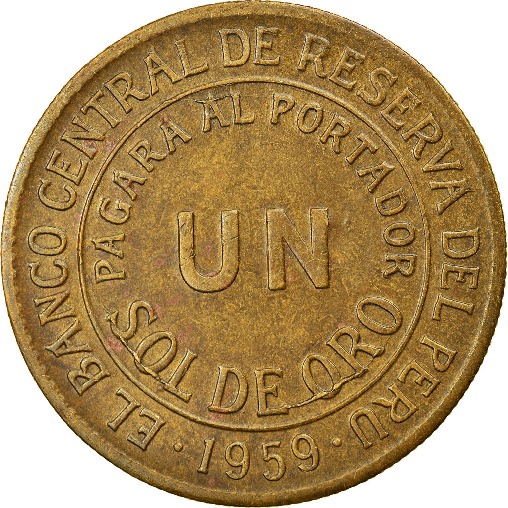 Moneda, Perú, Sol, 1959, MBC, Latón, KM:222