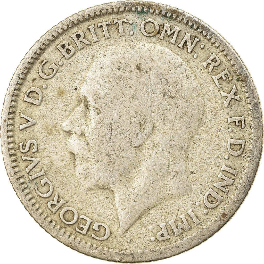 Moneda, Gran Bretaña, George V, 6 Pence, 1929, BC+, Plata, KM:832