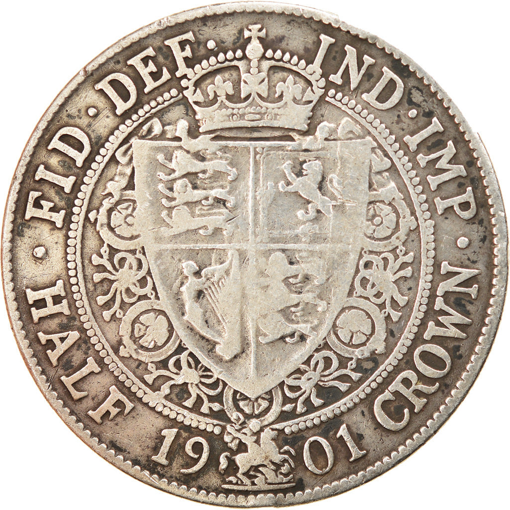 Moneta, Gran Bretagna, Victoria, 1/2 Crown, 1901, MB, Argento, KM:782