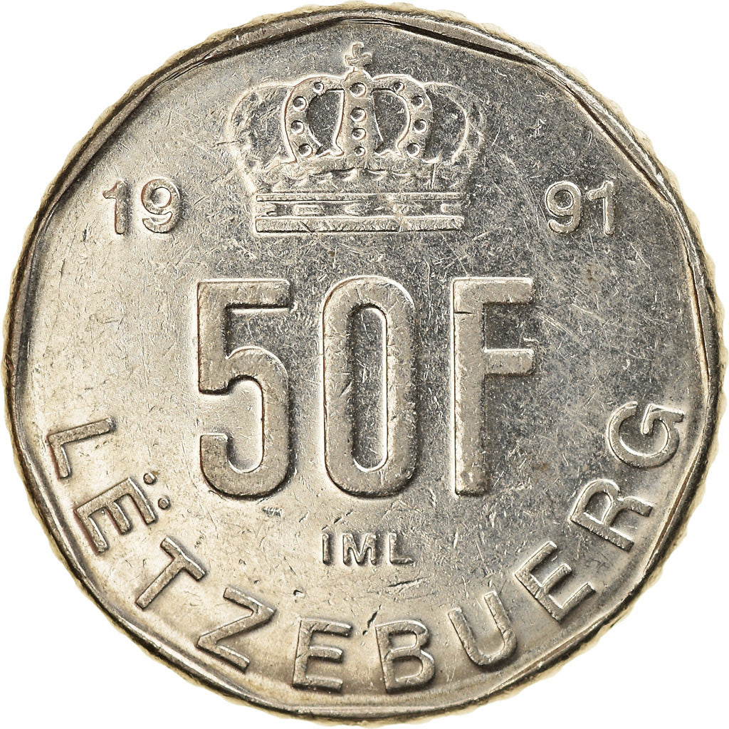 Coin, Luxembourg, Jean, 50 Francs, 1991, EF(40-45), Nickel, KM:66