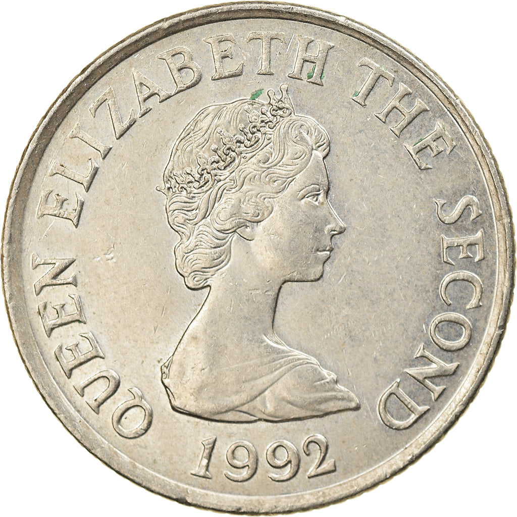 Coin, Jersey, Elizabeth II, 5 Pence, 1992, AU(55-58), Copper-nickel, KM:56.2