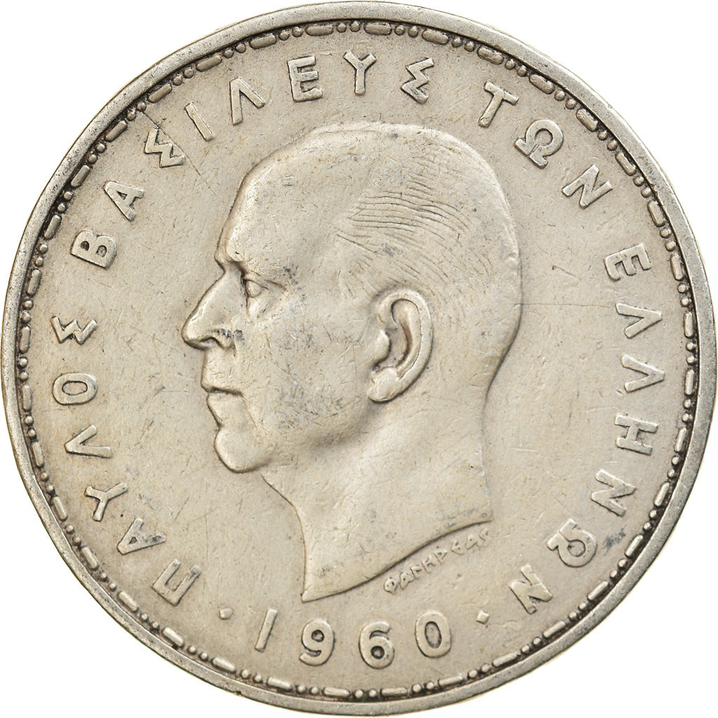 Münze, Griechenland, Paul I, 20 Drachmai, 1960, S+, Silber, KM:85