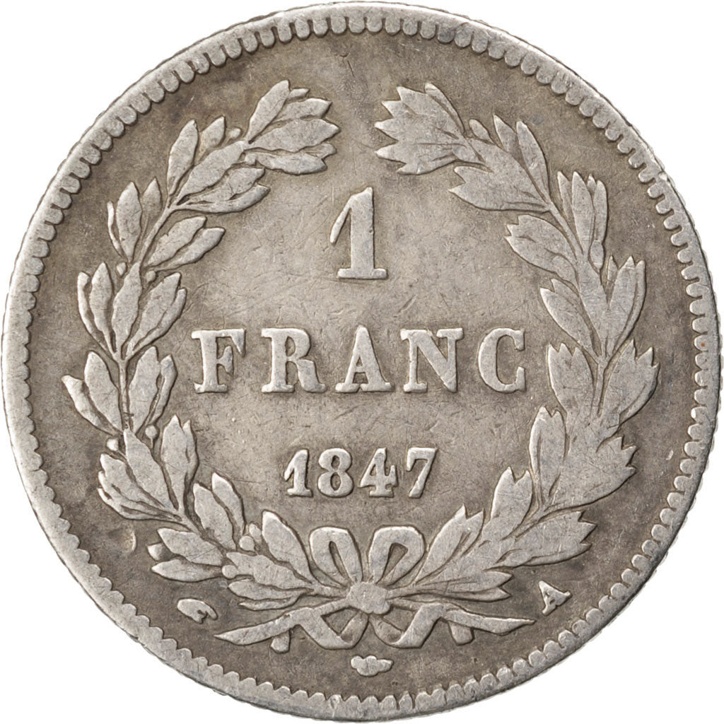 FRANCE, Louis-Philippe, Franc, 1847, Paris, KM #748.1, F(12-15), Silver,...