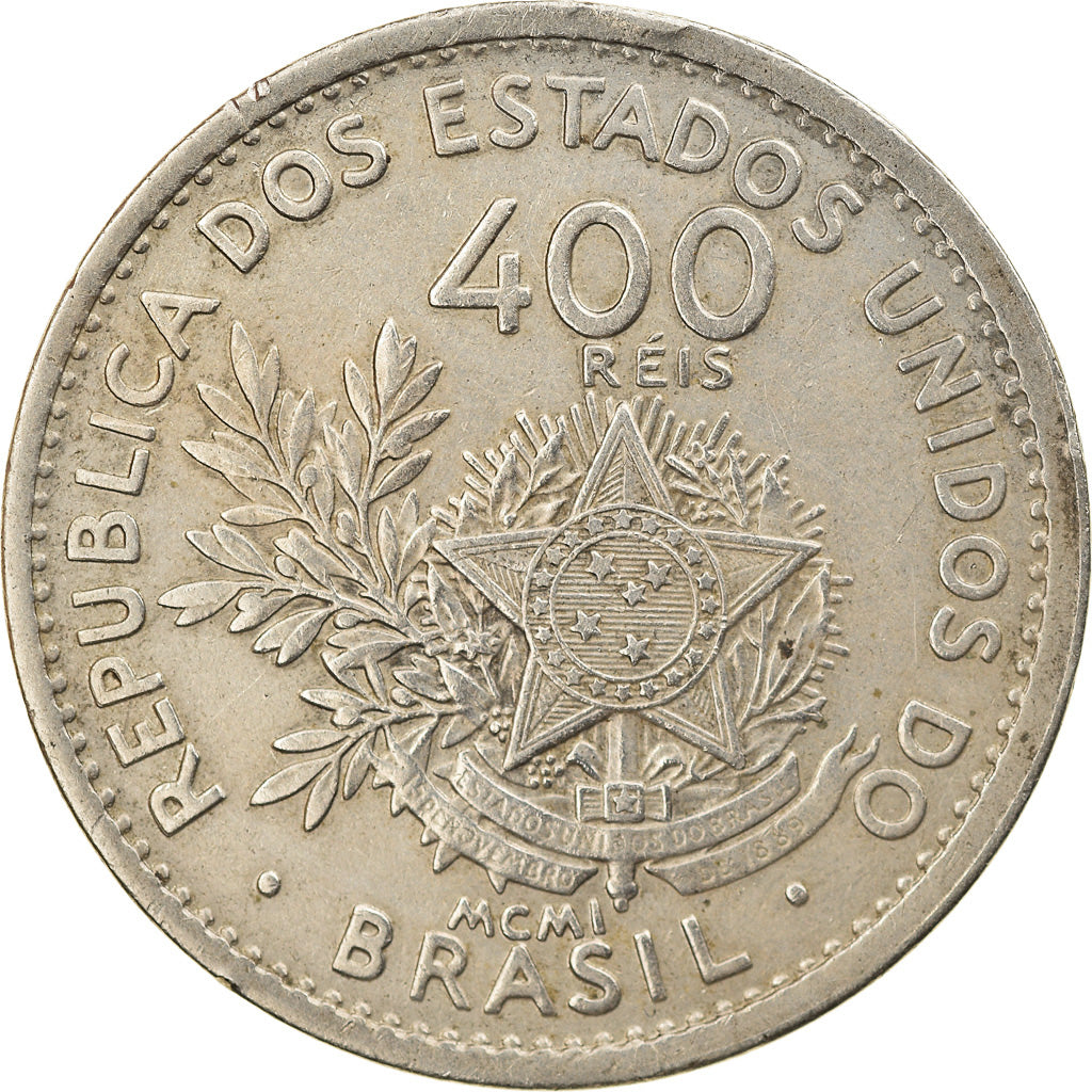 Coin, Brazil, 400 Reis, 1901, EF(40-45), Copper-nickel, KM:505