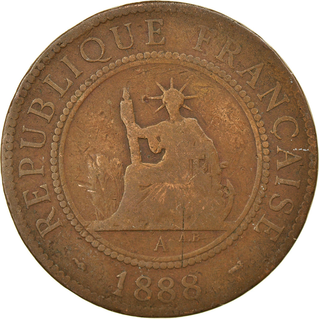 Monnaie, FRENCH INDO-CHINA, Cent, 1888, Paris, TB, Bronze, KM:1