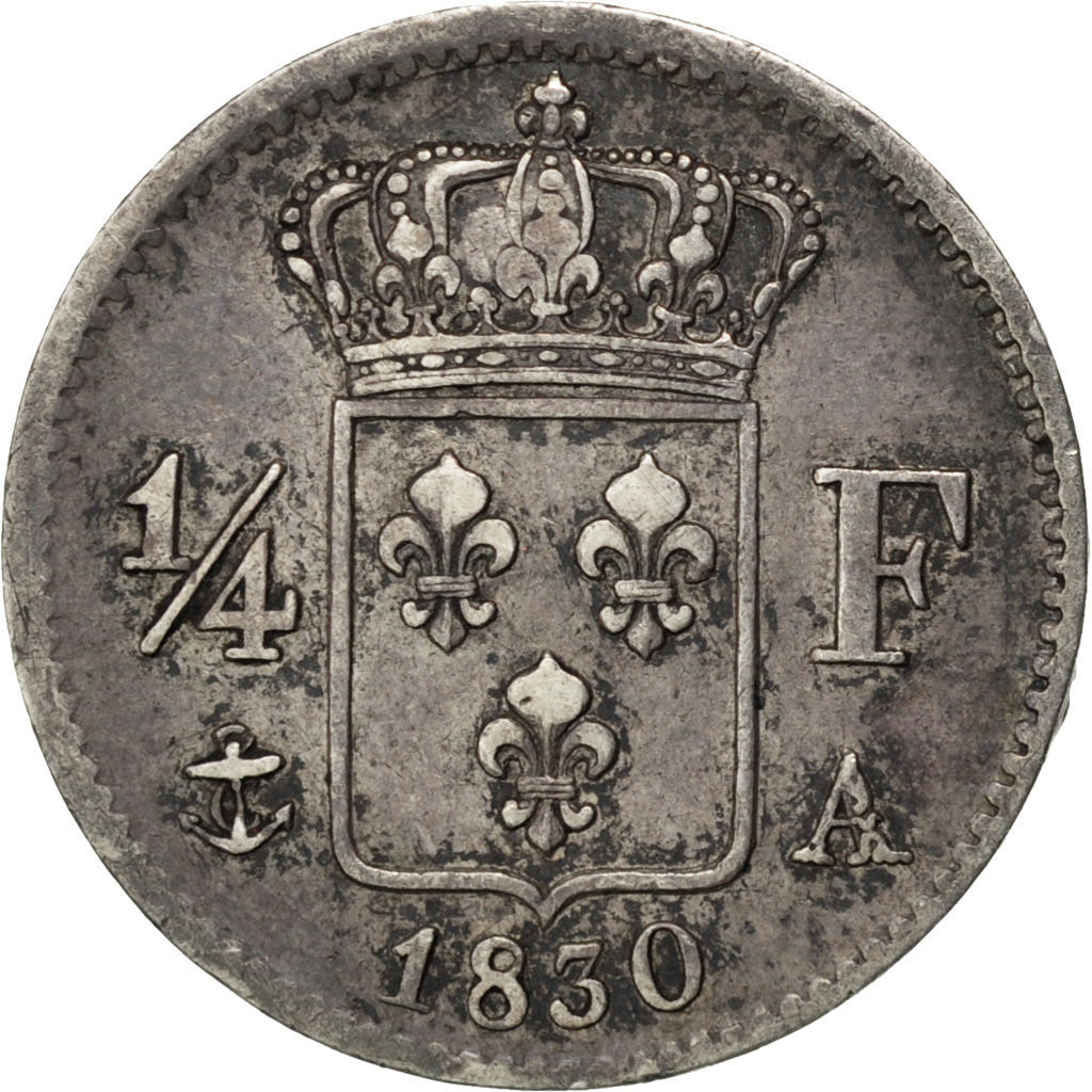 Moneta, Francia, Charles X, 1/4 Franc, 1830, Paris, BB+, Argento, KM:722.1