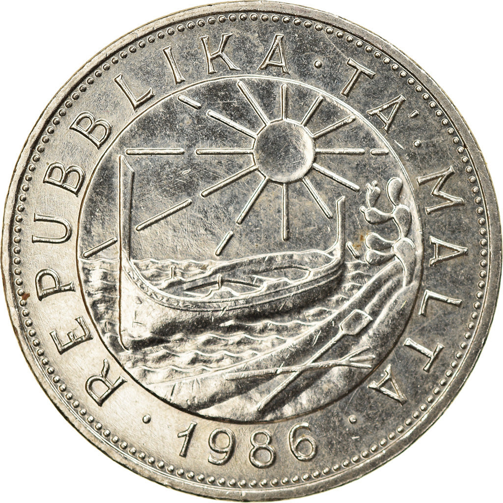 Coin, Malta, Lira, 1986, AU(55-58), Nickel, KM:82
