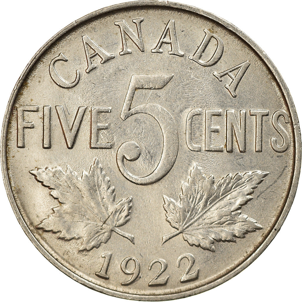 Coin, Canada, George V, 5 Cents, 1922, Royal Canadian Mint, Ottawa, EF(40-45)