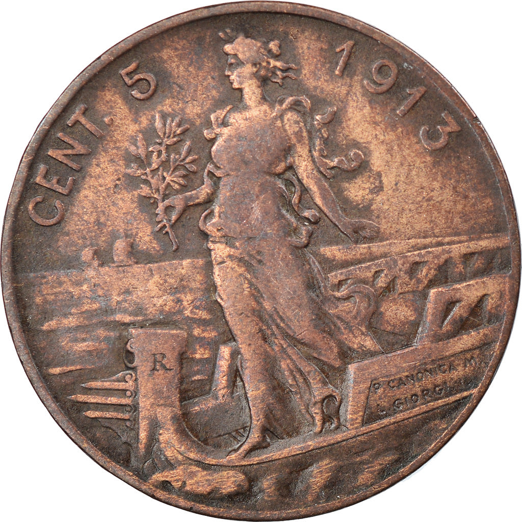 Moneta, Italia, Vittorio Emanuele III, 5 Centesimi, 1913, Rome, BB, Bronzo