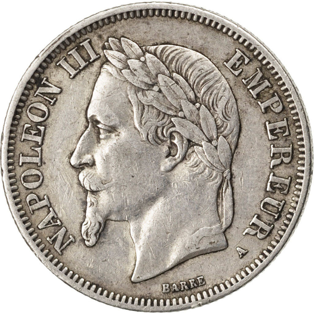 Francia, Napoleon III, Napoléon III, 2 Francs, 1868, Paris, BB, Argento, KM:...