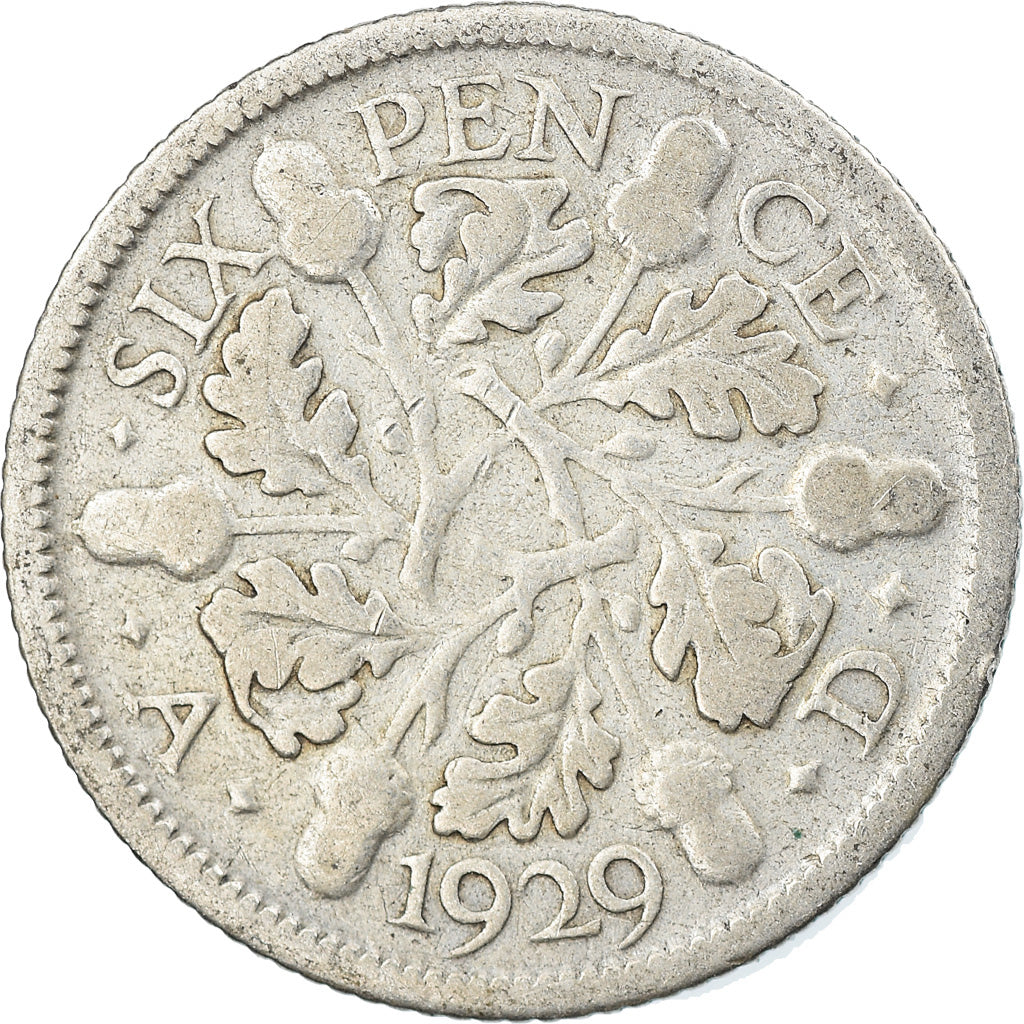 Moneta, Wielka Brytania, George V, 6 Pence, 1929, VF(30-35), Srebro, KM:832