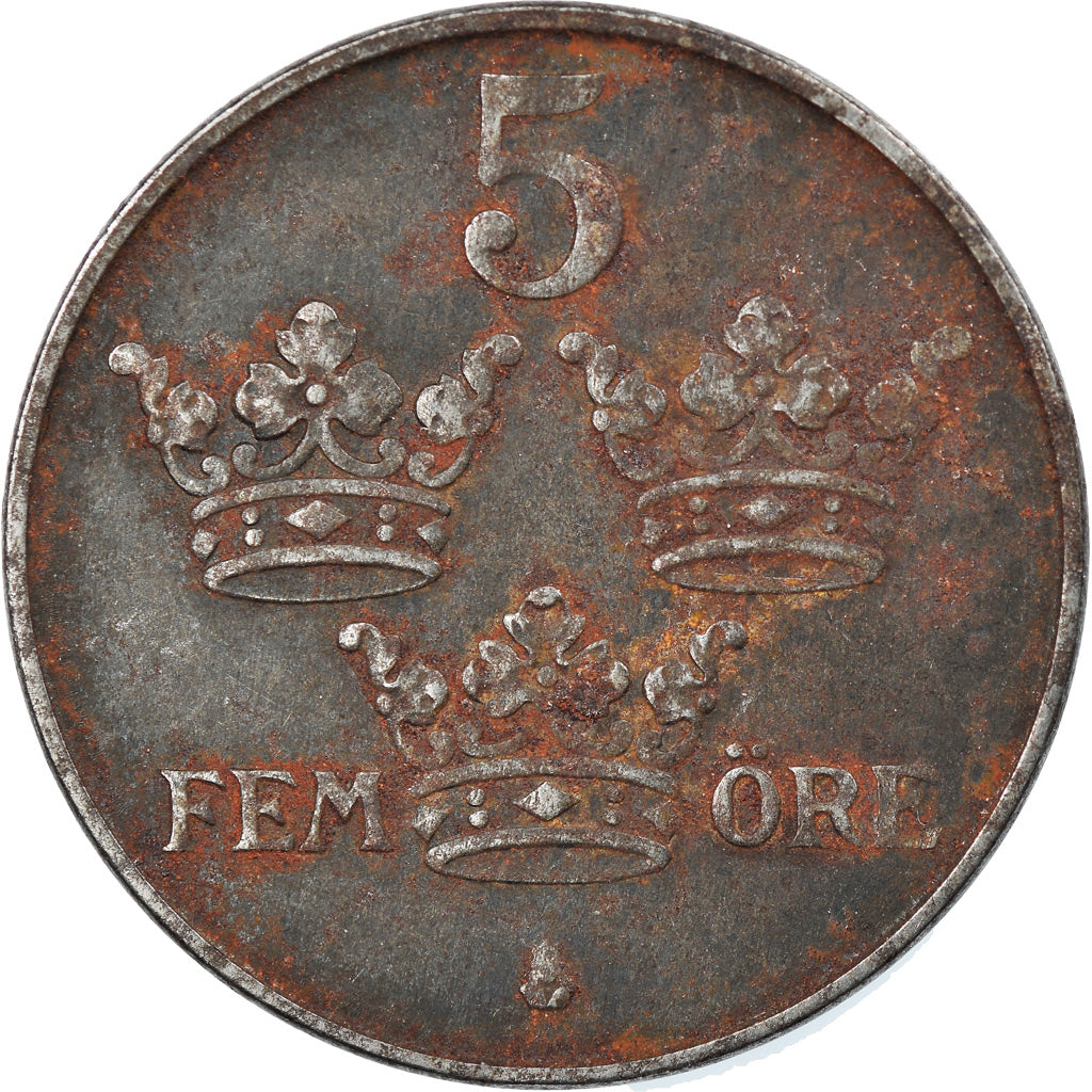 Coin, Sweden, Gustaf V, 5 Öre, 1944, VF(30-35), Iron, KM:812