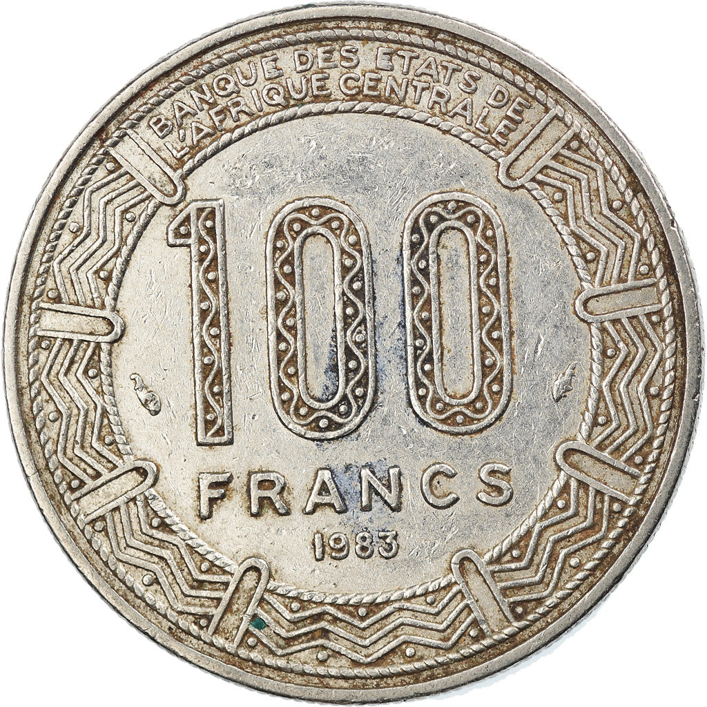 Coin, Central African Republic, 100 Francs, 1983, EF(40-45), Nickel, KM:7