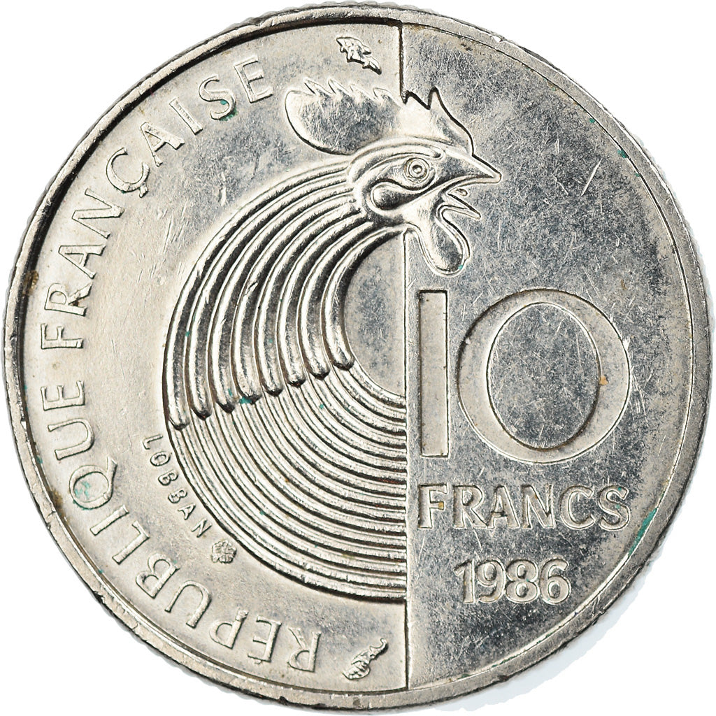Moneta, Francja, Schumann, 10 Francs, 1986, EF(40-45), Nikiel, KM:958