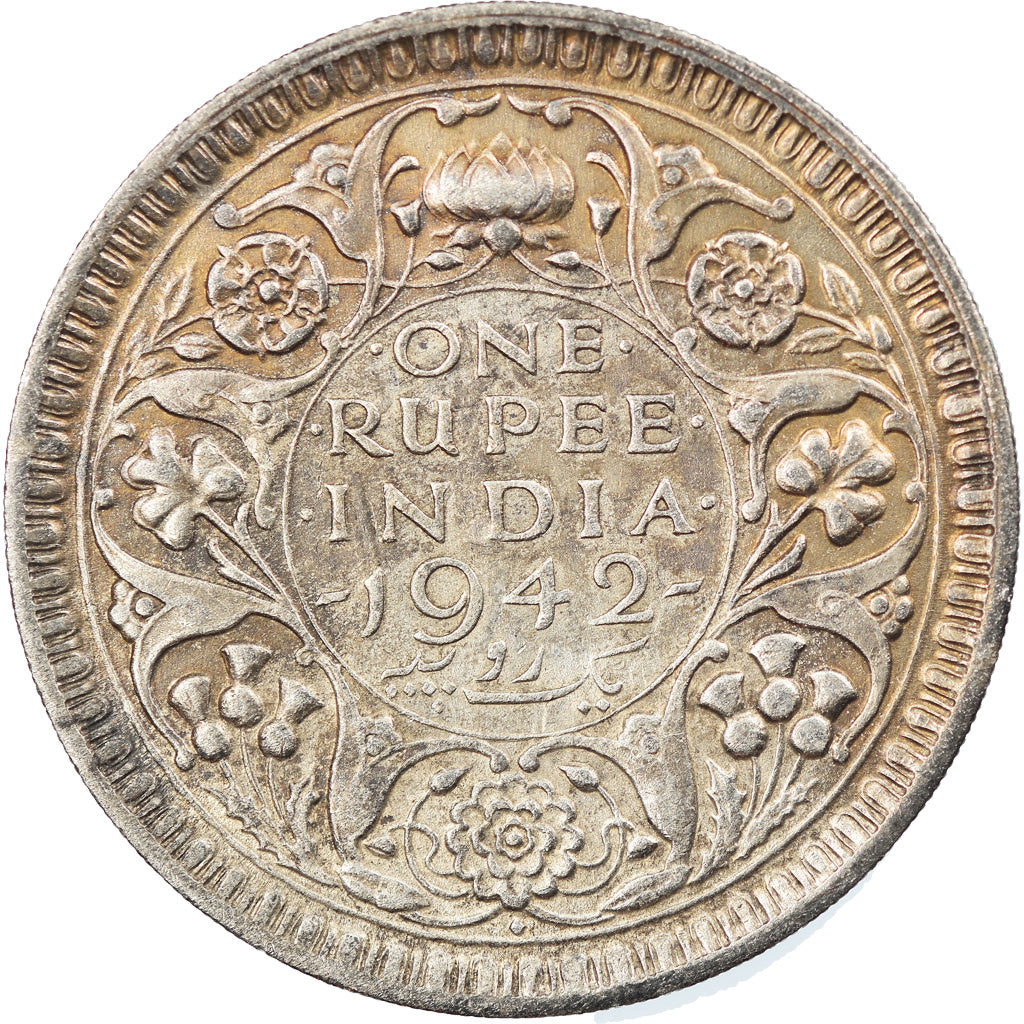Coin, INDIA-BRITISH, George VI, Rupee, 1942, EF(40-45), Silver, KM:557.1