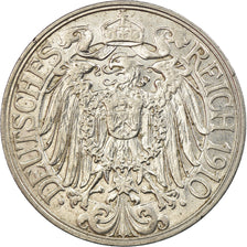 Coin, GERMANY - EMPIRE, Wilhelm II, 25 Pfennig, 1910, Berlin, EF(40-45), Nickel