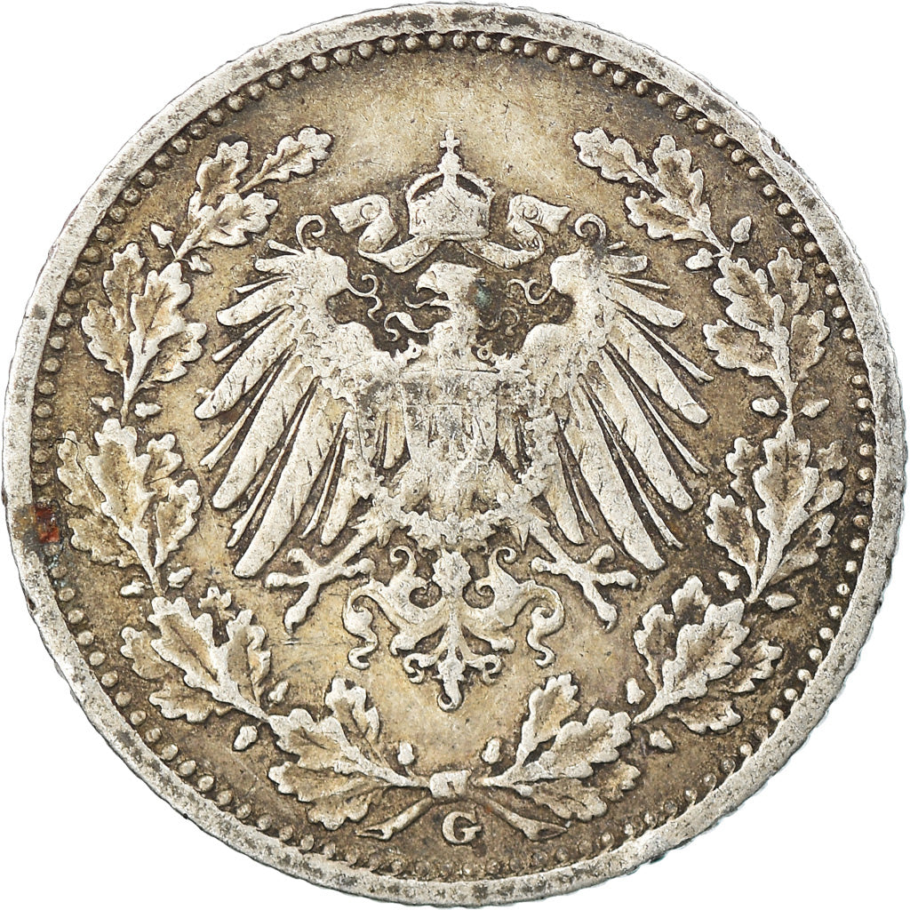 Munten, DUITSLAND - KEIZERRIJK, 1/2 Mark, 1908, Karlsruhe, ZF, Zilver, KM:17