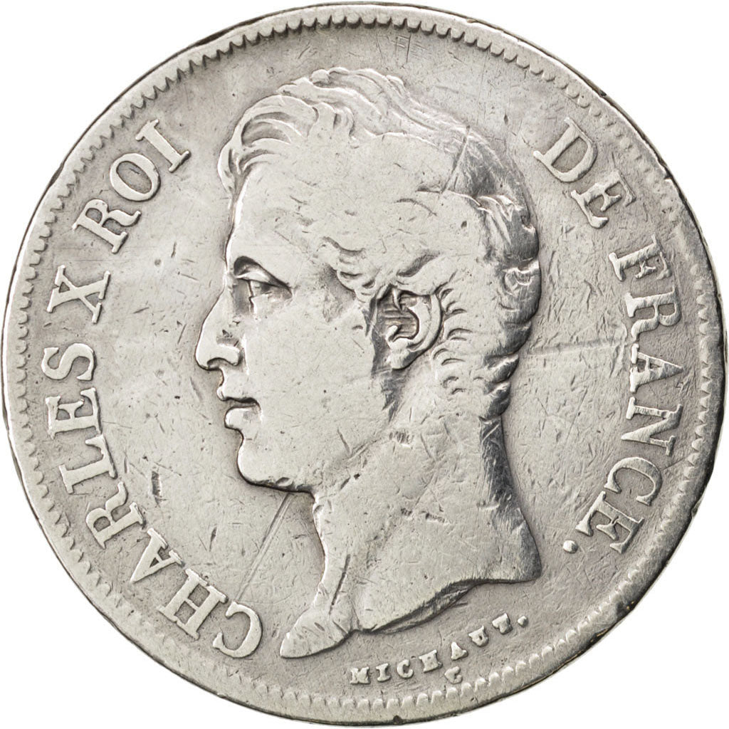 Francia, Charles X, 5 Francs, 1829, Limoges, MB, Argento, KM:728.6, Gadoury:644