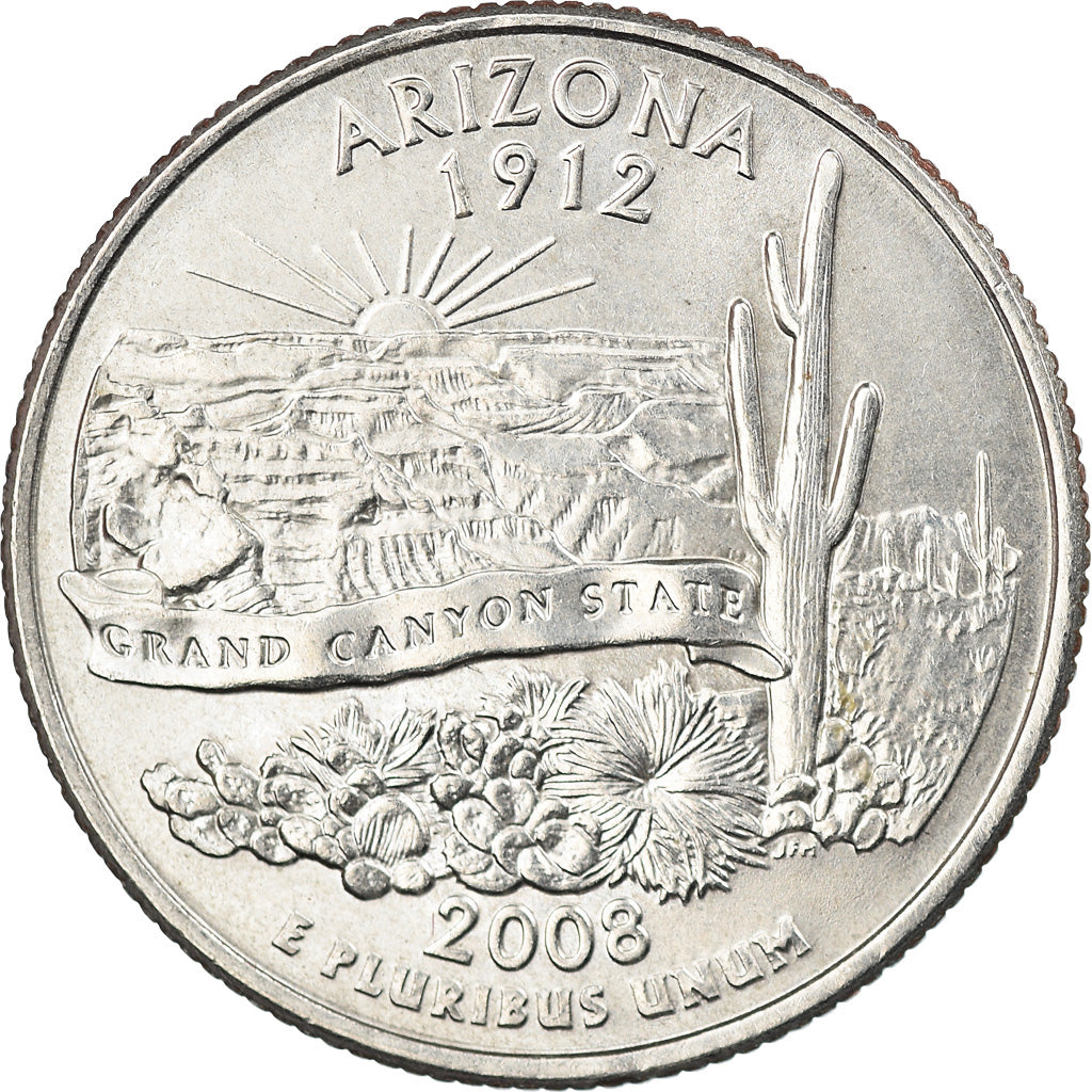 Monnaie, États-Unis, Arizona, Quarter, 2008, U.S. Mint, Dahlonega, TTB
