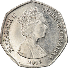 Coin, Gibraltar, 50 Pence, 2014, EF(40-45), Copper-nickel