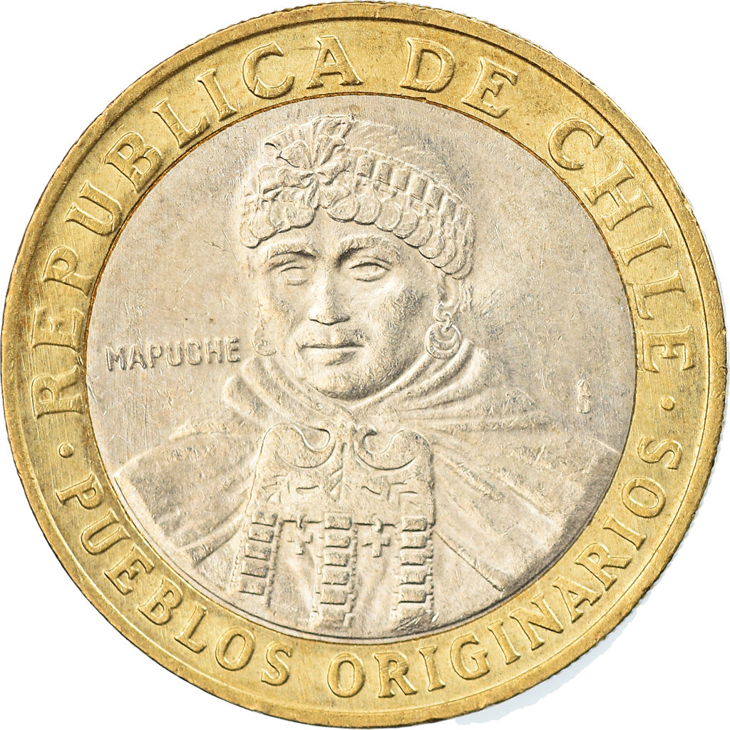 Moneta, Chile, 100 Pesos, 2004, Santiago, AU(55-58), Bimetaliczny, KM:236