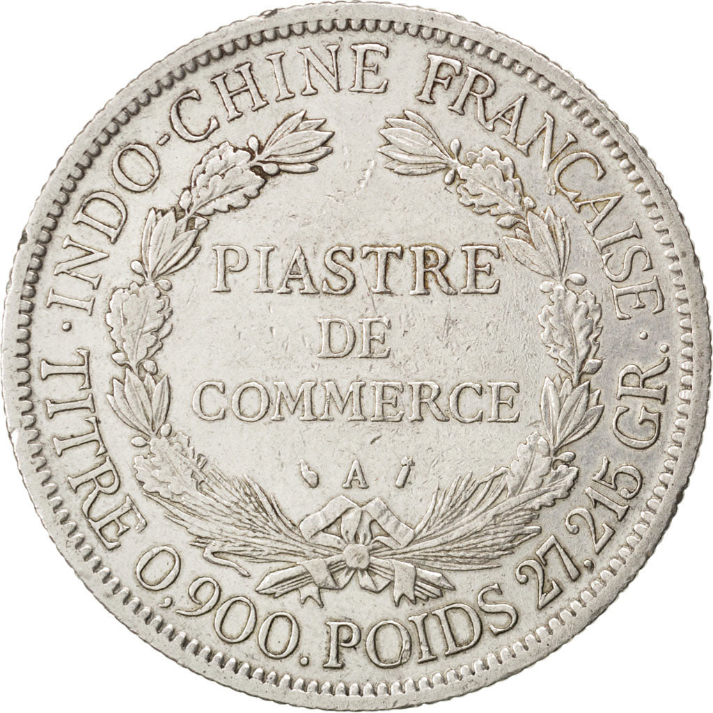 FRENCH INDO-CHINA, Piastre, 1886, Paris, KM #5, VF(30-35), Silver, Lecompte...