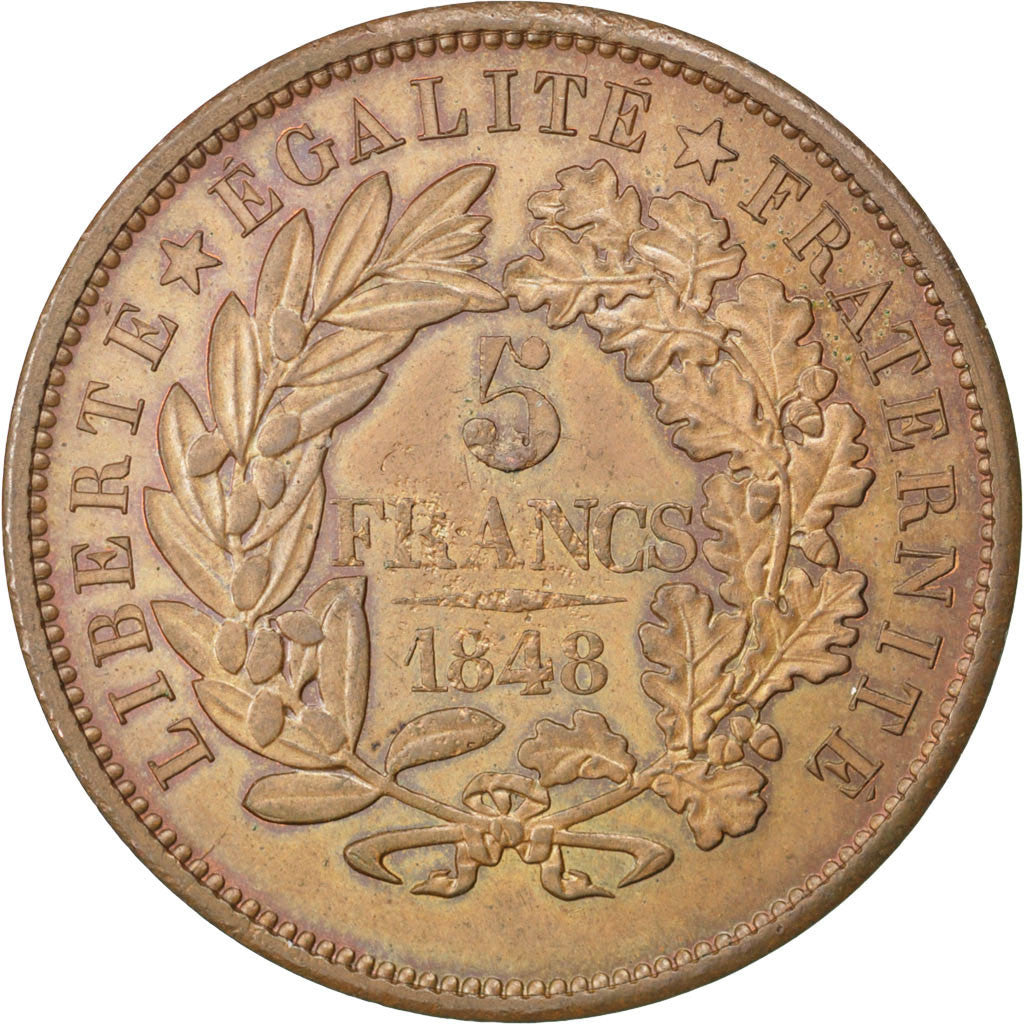 Coin, France, 5 Francs, 1848, AU(55-58), Copper, Gadoury:686