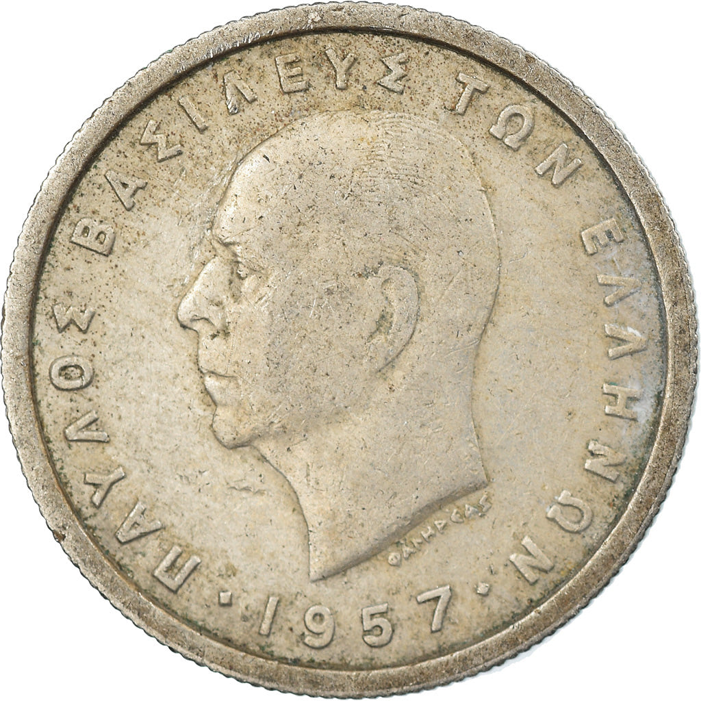 Moneta, Grecja, Paul I, Drachma, 1957, EF(40-45), Miedź-Nikiel, KM:81